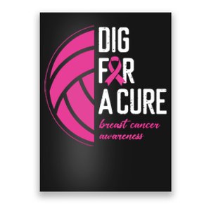 Volleyball Pink Out Dig For A Cure Breast Cancer Awareness Poster