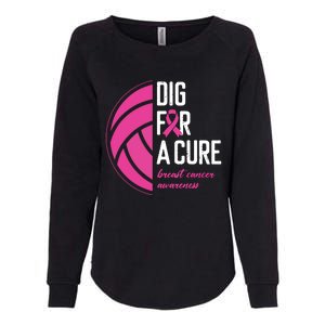 Volleyball Pink Out Dig For A Cure Breast Cancer Awareness Womens California Wash Sweatshirt