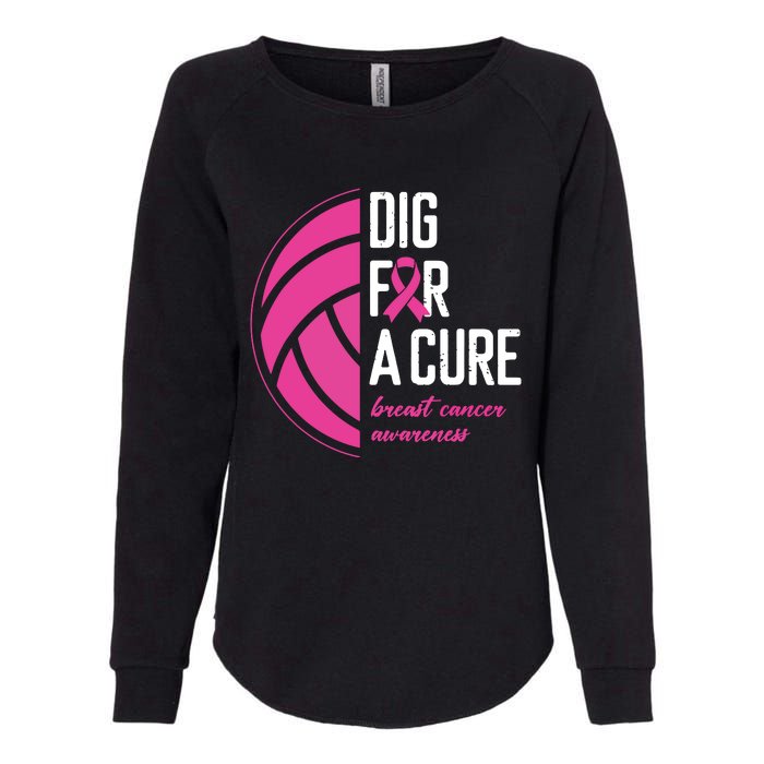 Volleyball Pink Out Dig For A Cure Breast Cancer Awareness Womens California Wash Sweatshirt