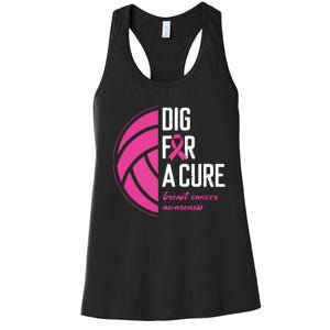 Volleyball Pink Out Dig For A Cure Breast Cancer Awareness Women's Racerback Tank