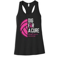 Volleyball Pink Out Dig For A Cure Breast Cancer Awareness Women's Racerback Tank