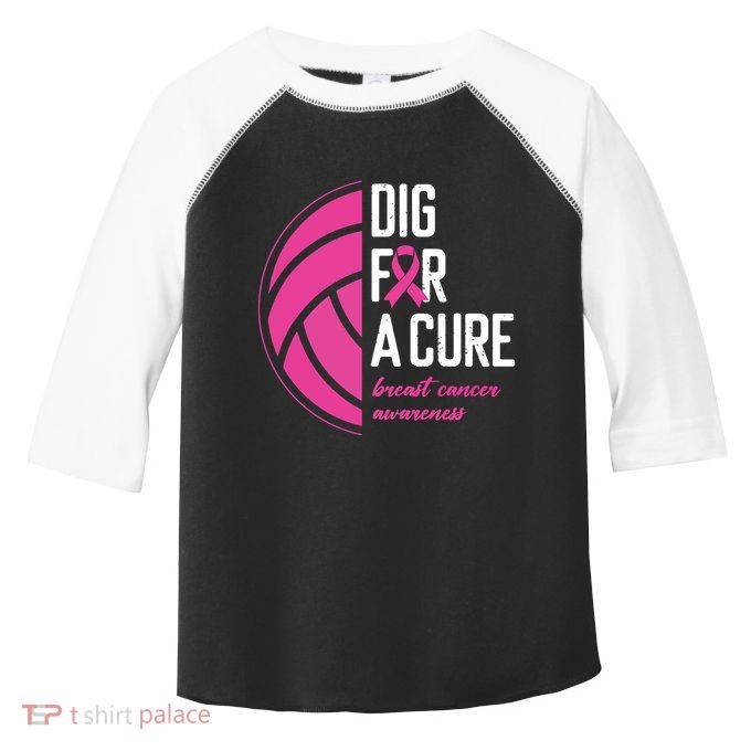 Volleyball Pink Out Dig For A Cure Breast Cancer Awareness Toddler Fine Jersey T-Shirt