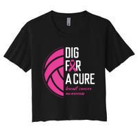 Volleyball Pink Out Dig For A Cure Breast Cancer Awareness Women's Crop Top Tee