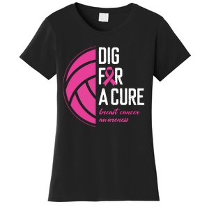 Volleyball Pink Out Dig For A Cure Breast Cancer Awareness Women's T-Shirt