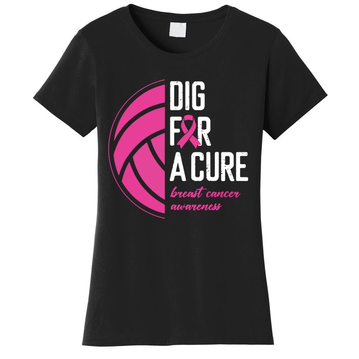 Volleyball Pink Out Dig For A Cure Breast Cancer Awareness Women's T-Shirt