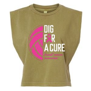 Volleyball Pink Out Dig For A Cure Breast Cancer Awareness Garment-Dyed Women's Muscle Tee