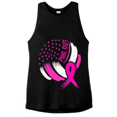 Volleyball P.I.N.K. Out Breast Cancer Awareness Ribbon Ladies PosiCharge Tri-Blend Wicking Tank