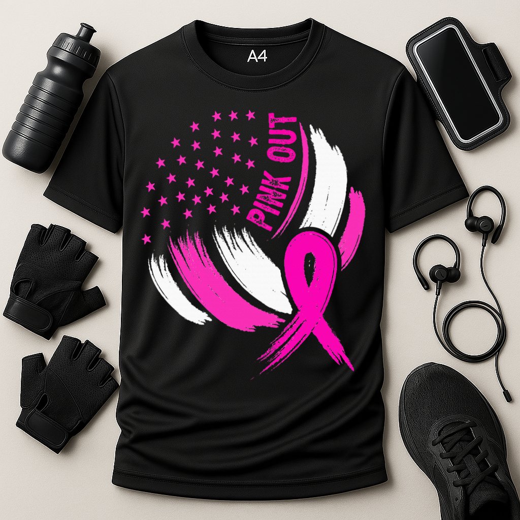 Volleyball P.I.N.K. Out Breast Cancer Awareness Ribbon Cooling Performance Crew T-Shirt