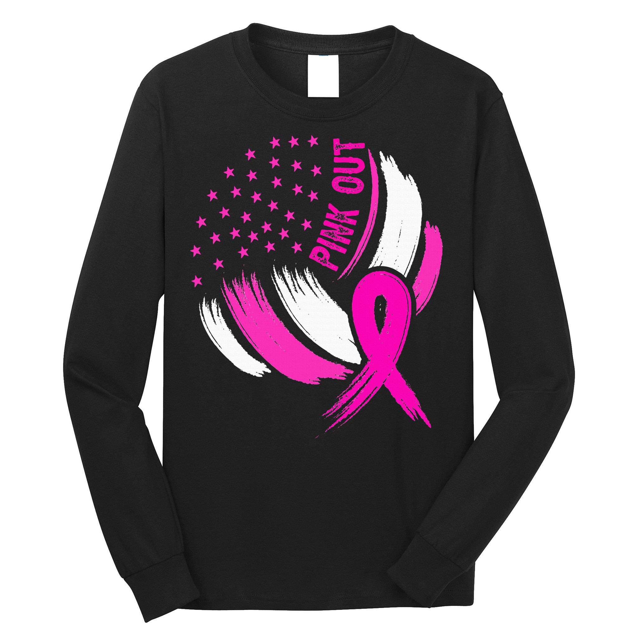 Volleyball P.I.N.K. Out Breast Cancer Awareness Ribbon Long Sleeve Shirt