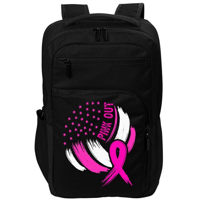 Volleyball P.I.N.K. Out Breast Cancer Awareness Ribbon Impact Tech Backpack