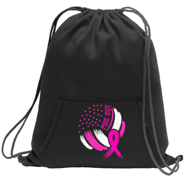 Volleyball P.I.N.K. Out Breast Cancer Awareness Ribbon Sweatshirt Cinch Pack Bag