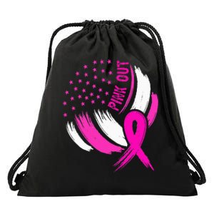 Volleyball P.I.N.K. Out Breast Cancer Awareness Ribbon Drawstring Bag