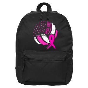 Volleyball P.I.N.K. Out Breast Cancer Awareness Ribbon 16 in Basic Backpack