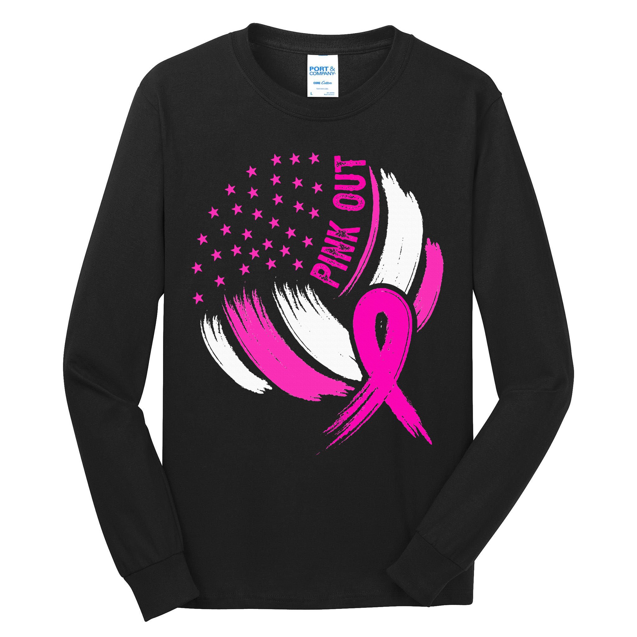 Volleyball P.I.N.K. Out Breast Cancer Awareness Ribbon Tall Long Sleeve T-Shirt