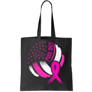 Volleyball P.I.N.K. Out Breast Cancer Awareness Ribbon Tote Bag