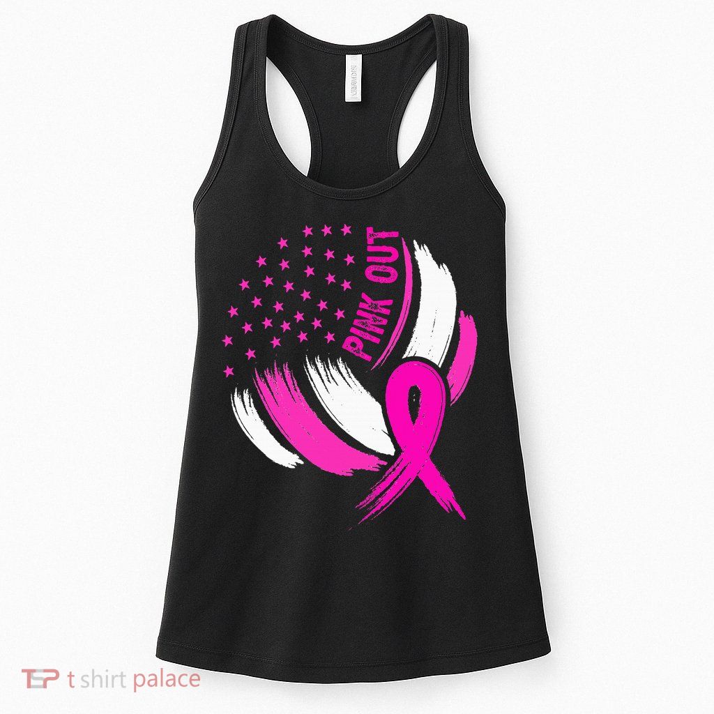 Volleyball P.I.N.K. Out Breast Cancer Awareness Ribbon Womens Tank Top