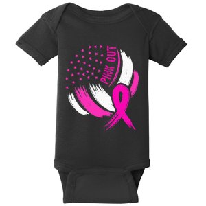 Volleyball P.I.N.K. Out Breast Cancer Awareness Ribbon Baby Bodysuit