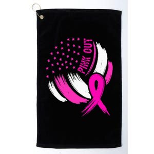 Volleyball P.I.N.K. Out Breast Cancer Awareness Ribbon Platinum Collection Golf Towel