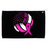 Volleyball P.I.N.K. Out Breast Cancer Awareness Ribbon Grommeted Golf Towel