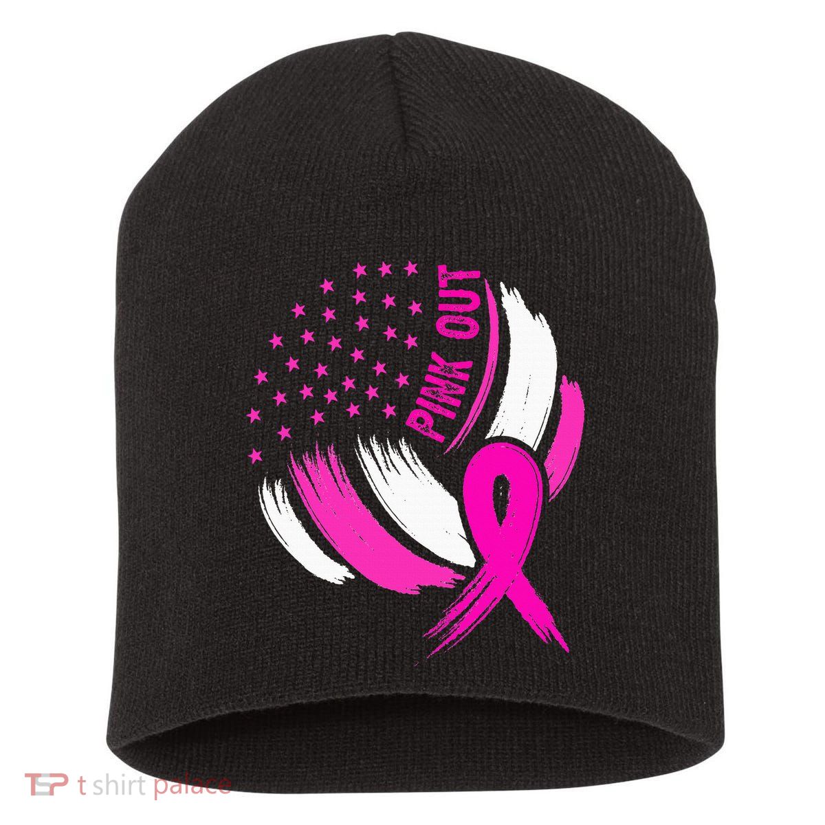 Volleyball P.I.N.K. Out Breast Cancer Awareness Ribbon Short Acrylic Beanie