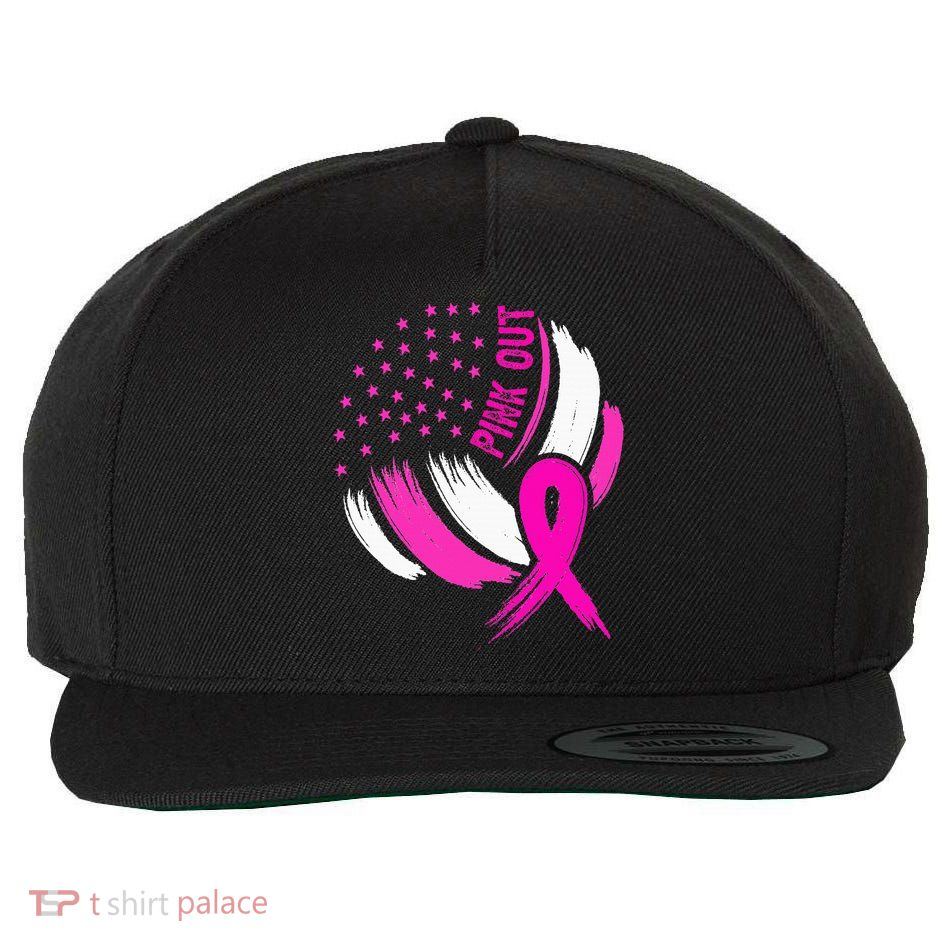 Volleyball P.I.N.K. Out Breast Cancer Awareness Ribbon Wool Snapback Cap