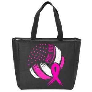 Volleyball P.I.N.K. Out Breast Cancer Awareness Ribbon Zip Tote Bag