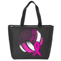 Volleyball P.I.N.K. Out Breast Cancer Awareness Ribbon Zip Tote Bag