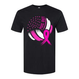 Volleyball P.I.N.K. Out Breast Cancer Awareness Ribbon Softstyle® CVC T-Shirt