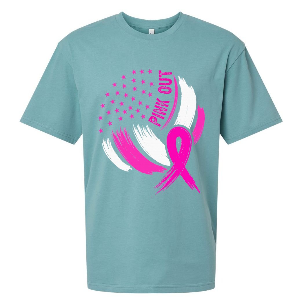 Volleyball P.I.N.K. Out Breast Cancer Awareness Ribbon Sueded Cloud Jersey T-Shirt