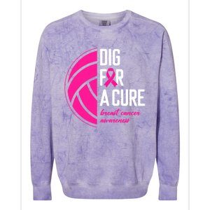 Volleyball Pink Out Dig For A Cure Breast Cancer Awareness Colorblast Crewneck Sweatshirt