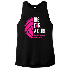 Volleyball Pink Out Dig For A Cure Breast Cancer Awareness Ladies PosiCharge Tri-Blend Wicking Tank