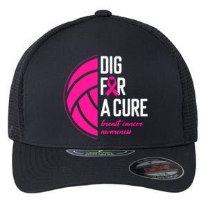 Volleyball Pink Out Dig For A Cure Breast Cancer Awareness Flexfit Unipanel Trucker Cap