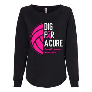 Volleyball Pink Out Dig For A Cure Breast Cancer Awareness Womens California Wash Sweatshirt