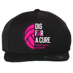 Volleyball Pink Out Dig For A Cure Breast Cancer Awareness Wool Snapback Cap