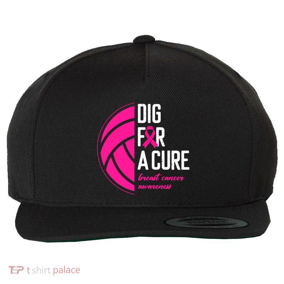 Volleyball Pink Out Dig For A Cure Breast Cancer Awareness Wool Snapback Cap