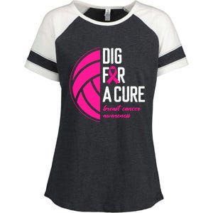 Volleyball Pink Out Dig For A Cure Breast Cancer Awareness Enza Ladies Jersey Colorblock Tee