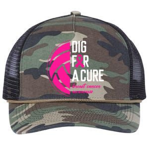 Volleyball Pink Out Dig For A Cure Breast Cancer Awareness Retro Rope Trucker Hat Cap