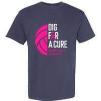 Volleyball Pink Out Dig For A Cure Breast Cancer Awareness Garment-Dyed Heavyweight T-Shirt