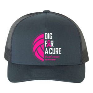 Volleyball Pink Out Dig For A Cure Breast Cancer Awareness Yupoong Adult 5-Panel Trucker Hat