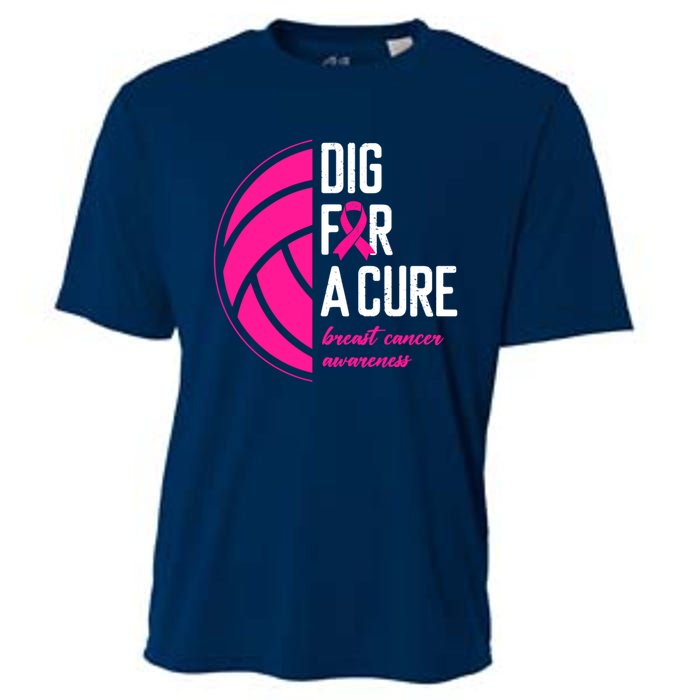 Volleyball Pink Out Dig For A Cure Breast Cancer Awareness Cooling Performance Crew T-Shirt