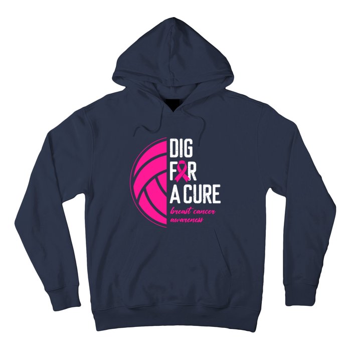 Volleyball Pink Out Dig For A Cure Breast Cancer Awareness Hoodie