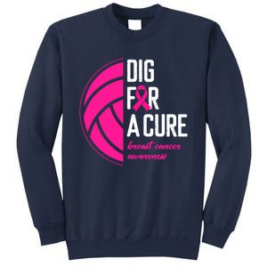 Volleyball Pink Out Dig For A Cure Breast Cancer Awareness Sweatshirt