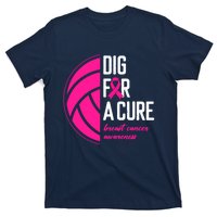 Volleyball Pink Out Dig For A Cure Breast Cancer Awareness T-Shirt