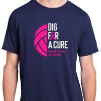 Volleyball Pink Out Dig For A Cure Breast Cancer Awareness Adult ChromaSoft Performance T-Shirt