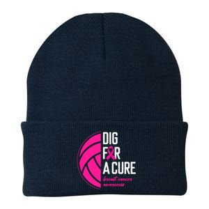 Volleyball Pink Out Dig For A Cure Breast Cancer Awareness Knit Cap Winter Beanie