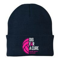 Volleyball Pink Out Dig For A Cure Breast Cancer Awareness Knit Cap Winter Beanie