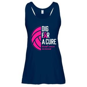 Volleyball Pink Out Dig For A Cure Breast Cancer Awareness Ladies Essential Flowy Tank