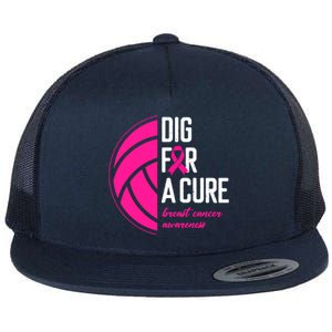 Volleyball Pink Out Dig For A Cure Breast Cancer Awareness Flat Bill Trucker Hat