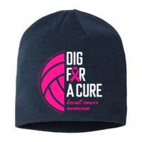 Volleyball Pink Out Dig For A Cure Breast Cancer Awareness Sustainable Beanie