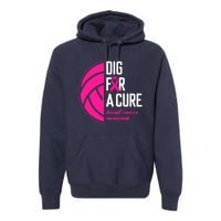 Volleyball Pink Out Dig For A Cure Breast Cancer Awareness Premium Hoodie